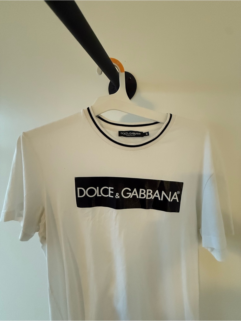 Dolce & Gabbana White Tee with Black Logo Panel